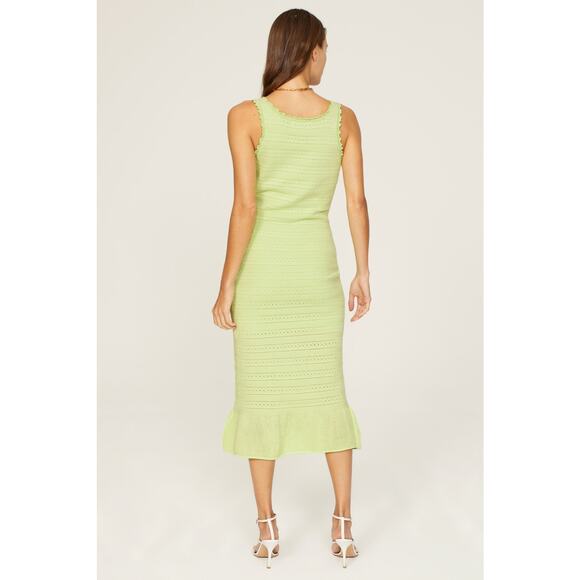 Amanda Uprichard Lainey Dress Green Knit V-Neck Crochet Sleeveless Midi Sz S - Picture 4 of 16